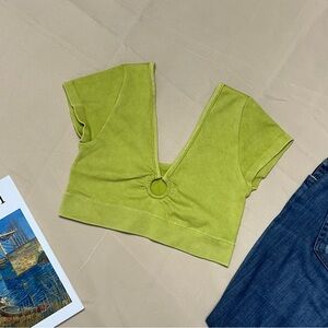 AERIE Green V-Neck Crop Top